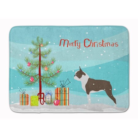 Carolines Treasures Boston Terrier Merry Christmas Tree Machine Washable Memory Foam Mat BB2962RUG